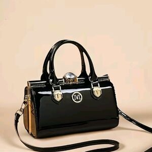 Elegant Black Patent Leather Handbag